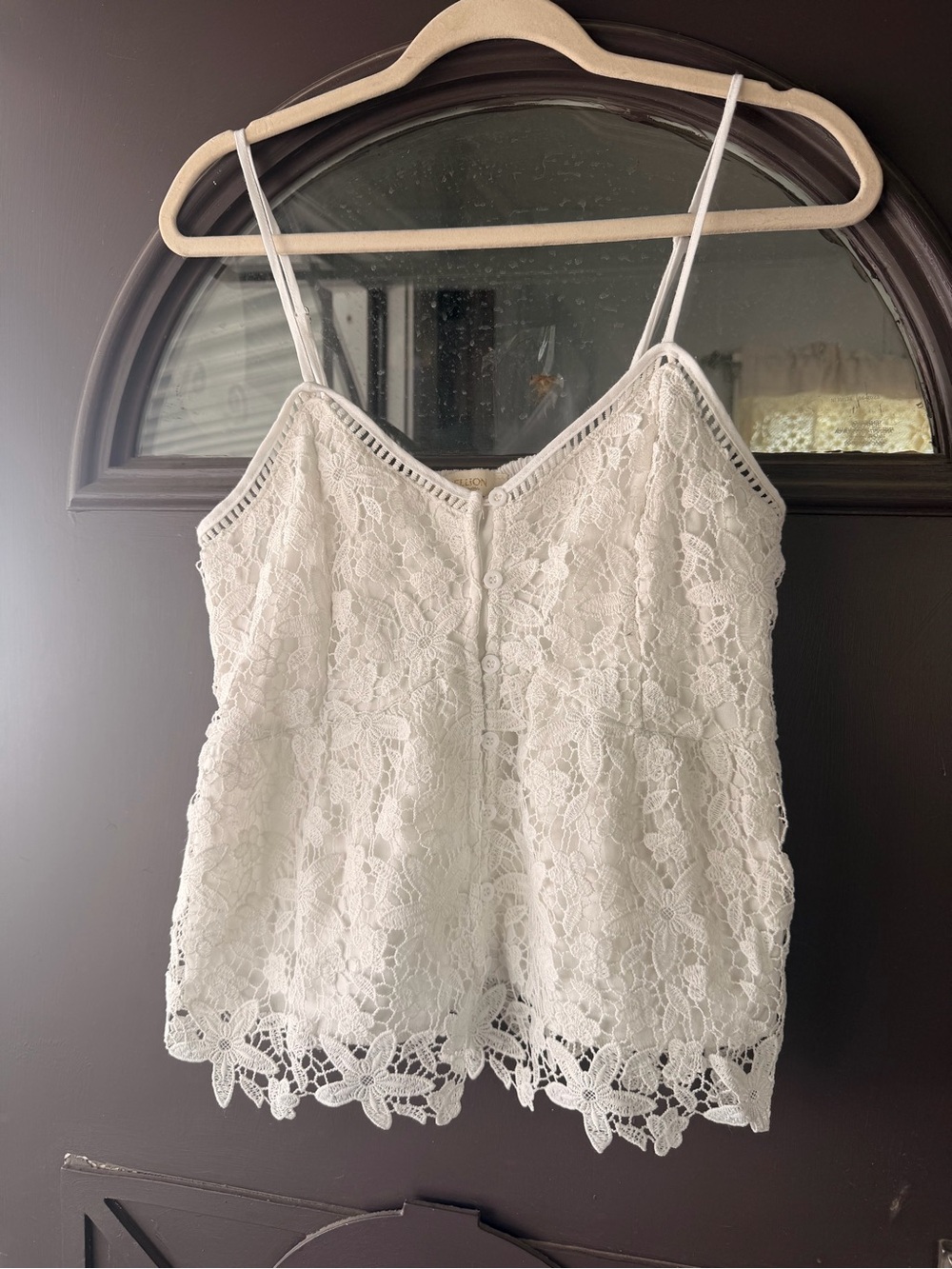 Rebellion White Lace Camisole with Floral Crochet Hem